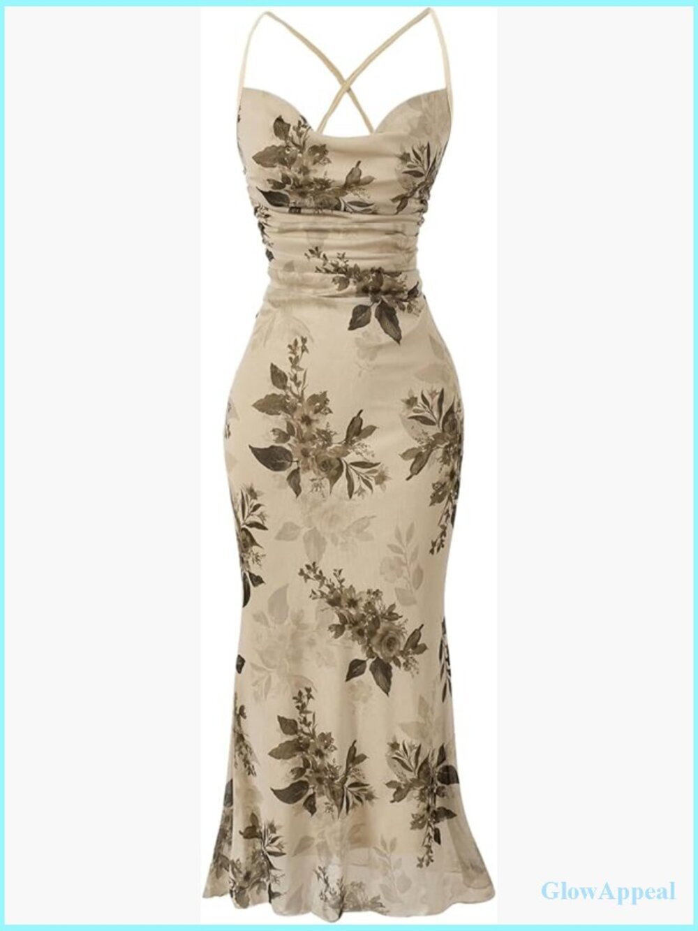 Floral Cowl Neck Sleeveless Bodycon Maxi Dress